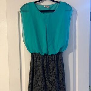 Dress with sheer top and lace bottom